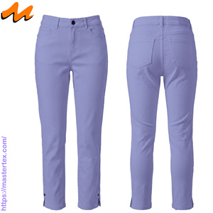Pantalon décontracté pour femme, coupe droite, taille mi-haute, avec cinq poches et fente, en tissu respirant, coton et élasthanne, pour l'été et le printemps 7.81 - Product Image 3