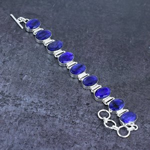 กำไลข้อมือเงินชุบประดับพลอยเบอร์มิสแซฟไฟร์(จำลอง) 7-8 - Product Image 1