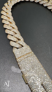Collier chaîne cubaine en argent sterling 925 plaqué or avec moissanite, bijou unisexe brillant rond style hip-hop, idéal comme cadeau - Product Image 4