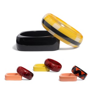 Premium Trendy Ceramic Acrylic Resin Bangle Sets <b>Red</b> Yellow Plant Pattern Handmade Unisex Fashionable Jewelry <b>Bracelets</b> Woman - Product Image 1