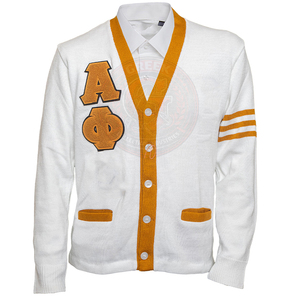 custom Greek sorority fraternity <b>men's</b> and women's <b>cardigan</b> acrylic knitted V-neck sweaters embroidery logo winter varsity - Product Image 1