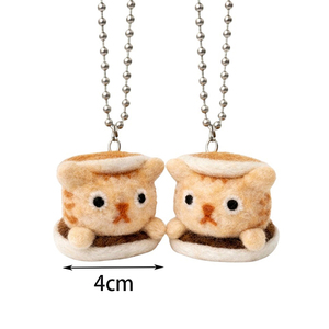 Premium Pudding Corgi Beginner <b>Needle</b> Felting Kit Orange Cat Wool DIY Felt Set with <b>Bead</b> Chain Make 2 Pieces - Product Image 3