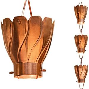 Cadena de Lluvia de Cobre Grabado con Diseño de Pétalos, Estilo Vintage, para Recolección de Agua en Canaletas de Techo, Adorno de Jardín - Product Image 1