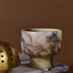 เตาเผาบุหูร์หินอ่อน เตาเผาเครื่องหอมหินอ่อนธรรมชาติสำหรับการทำสมาธิ เหมาะสำหรับธูปส่วนใหญ่ ของตกแต่งบ้าน - Product Image 3