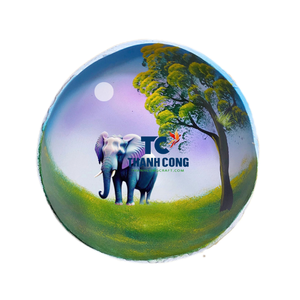 Venta al por mayor sostenible hecho a mano cáscara de coco cuenco púrpura cielo lacado acabado personalizado técnica directamente de Vietnam - Product Image 1