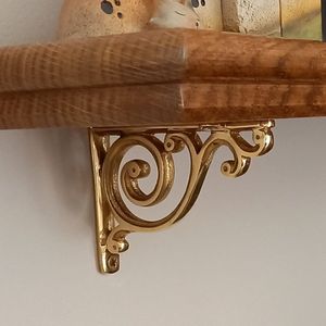 Geometric Brass <b>Floating</b> <b>Shelf</b> <b>Bracket</b> Decorative Triangle Wall Support Holder for Luxury Living Room Interior Design for Home - Product Image 1