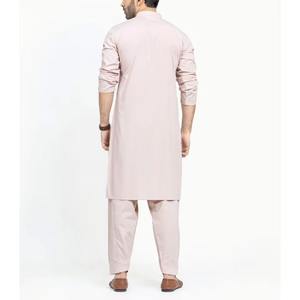 Salwar Kameez Rosa Claro para Hombre 2026, Tela Suave en Tonos Pastel con Costuras Impecables, Estilo Tradicional, Vista desde Detrás - Product Image 3