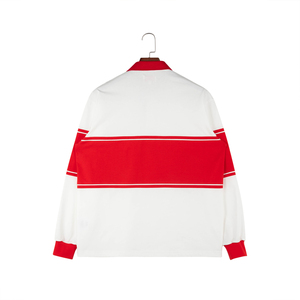 เสื้อโปโลแขนยาวผู้ชาย สีขาวแดง แต่งลายปัก Aspire To Retire สไตล์ Preppy ผ้าคอตตอนป๊อปลิน - Product Image 2