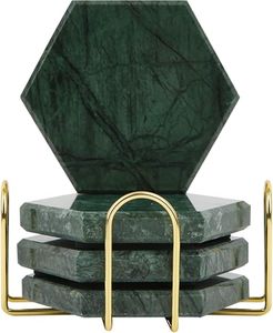 Juego de posavasos de mármol de piedra natural, ideal para proteger los muebles de las marcas de agua por condensación y las manchas de bebidas calientes en fiestas. - Product Image 4
