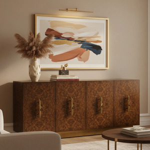 Modern Solid <b>Wood</b> Buffet Cabinet Sideboard with 4 Doors Brown Storage Console for Living Room Dining Room - Product Image 2