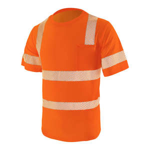 เสื้อยืดโพลีเอสเตอร์สะท้อนแสงแบบ Hi-Vis สำหรับงานก่อสร้าง แห้งเร็ว รับผลิตแบบ OEM - Product Image 5