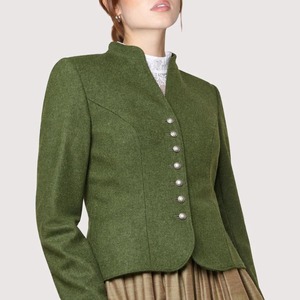 Green Woolen Mandarin Collar Jacket Single Breasted Solid Color Slim Fit Regular Sleeve Autumn Formal Men's Shirt Jacket - Product Image 5