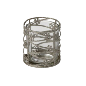 Portavelas Votivas de Metal y Vidrio de Alta Calidad con Diseño de Copo de Nieve, Color Plateado, para Decoración del Hogar y Bodas, Portavelas Votivas Redondos - Product Image 1