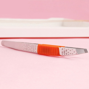 Eyebrow Tweezer Professional Stainless Steel Silicone Frosted Handle No-slip Slant Tip Hair Removal Useful Beautiful Makeup Tool - Product Image 4