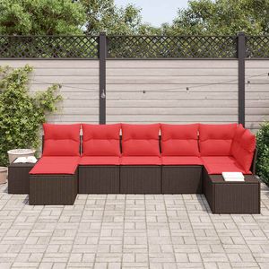 Ensemble de canapés de jardin en polyrotin marron 7 pièces avec coussins - Product Image 3