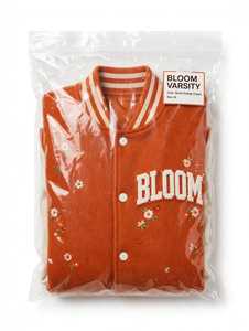 Chaqueta Varsity Naranja de Invierno para Mujer con Cuello Alto y Letras Bordadas en Chenilla con Diseño Floral - Product Image 6