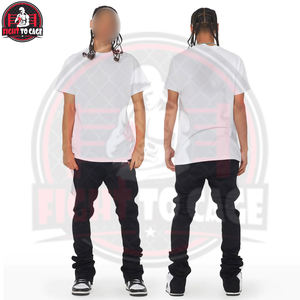 Pantalones Casuales Negros Apilados al por Mayor para Hombre, Joggers Ajustados con Bordado Personalizado, Estilo Acampanado de Lona Ligera de Secado Rápido - Product Image 6