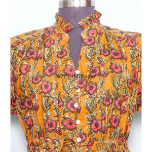 Nuevo Vestido Corto de Playa para Mujer, Hecho a Mano, con Estampado Floral, 100% Algodón Puro, Estilo Modesto para Fiesta, Primavera/Verano - Product Image 4