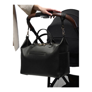 Bolsa de Pañales Royaa de Cuero Genuino para Mamá y Bebé, Resistente al Agua, con Cierre de Cremallera, Diseño Geométrico Moderno, Estilo Inglés - Product Image 4