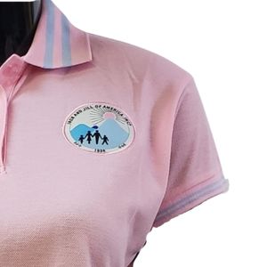 เสื้อโปโลปักลายสีชมพูสำหรับผู้หญิง แขนสั้นลำลอง ชุดยูนิฟอร์มธุรกิจสำหรับทุกวัน เสื้อผ้าสไตล์ชีวิตประจำวันที่สวมใส่สบาย - Product Image 5