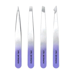 Custom Logo Makeup <b>Tool</b> <b>with</b> Private Label Applicator Wholesale High-Quality Slanted Tip Eyelash and Eyebrow Tweezers - Product Image 1