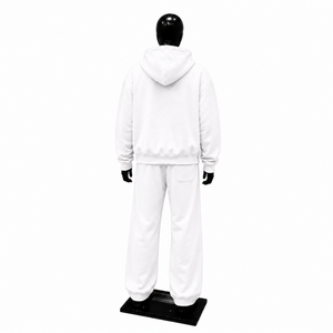 White Tracksuit Set Mens Premium <b>Full</b> <b>Zip</b> <b>Hoodie</b> And Jogger Pants Two Piece Outfit Casual Streetwear Athletic Sportswear - Product Image 2