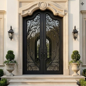 Royal Luxury KHP-DG-003 Modern Wrought Iron Main Gate with Arched Design Rust-Resistant Properties Easy Assembly Painted Finish - Product Image 3