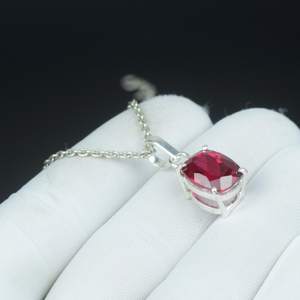 Collier Minimaliste Bohème en Argent Sterling 925 avec Pendentif Coussin Rubis Rouge, Bijou en Pierre Précieuse Vintage - Product Image 4