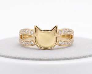 925 Sterling Silver 6mm <b>Cat</b> Face <b>Ring</b> with CZ Shank Blank Resin Ashes Memorial <b>Ring</b> <b>Cat</b> Lover Animal <b>Ring</b> DIY Keepsake Jewelry - Product Image 4