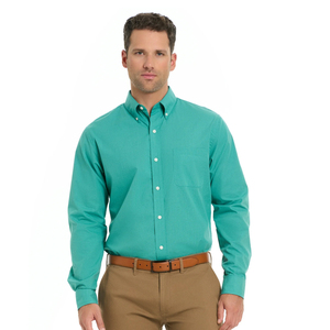 Camisa de Vestir de Popelina Verde Sólido para Hombre, Manga Larga, Cuello Clásico, Estilo Casual Elegante, Antiarrugas, Poliéster, Primavera - Product Image 2