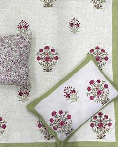 Jaipuri Pure Cotton Bedsheet with Boho Hand Block Motif Print Soft <b>Bed</b> Cover <b>for</b> Home Decor Available King <b>Double</b> Bedsheet - Product Image 1