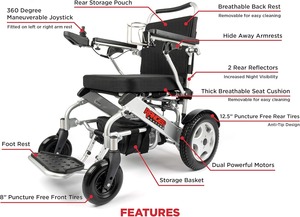 Fauteuil roulant électrique pliable léger Quattro Ultra 600W, résistant aux intempéries, plus robuste - Product Image 4
