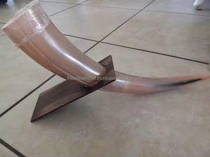 Taza de beber vikingo natural tallada a mano con cuerno de búfalo real con logotipo personalizado con soporte de madera estilo artesanal diseño Animal - Product Image 3