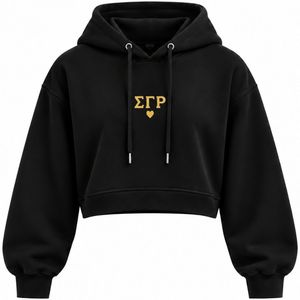 Sweat à capuche court noir personnalisé Sigma Gamma Rho pour femmes, avec motif Poodle Sororité Grecque, style streetwear - Product Image 1