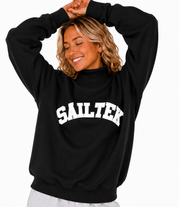 Sweat-shirt décontracté en maille pour femme, col montant, mélange de coton doux, couleur turquoise, style streetwear - Product Image 5