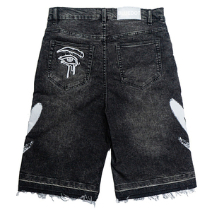 MOGGIO SPORTS Pantalones Cortos de Mezclilla Desgastados para Hombre, de Pierna Recta, Cintura Alta, Estilo Urbano, de Algodón para Verano, con Servicio OEM - Product Image 2