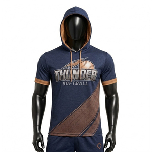 เสื้อฮู้ดซอฟต์บอลฤดูหนาว แขนสั้น รับผลิตแบบ OEM/ODM สกรีนชื่อทีมและหมายเลขได้ ระบายอากาศดี ราคาโรงงาน 2 ตัว - Product Image 1