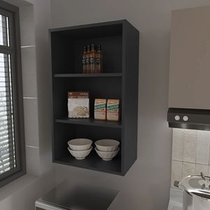 Black Kitchen Wall Cabinet with <b>Open</b> <b>Storage</b> Design - Product Image 1
