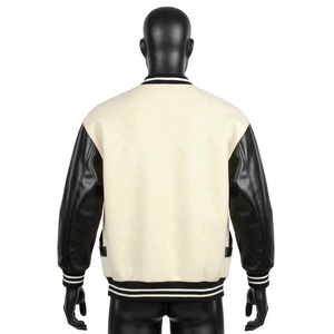 Veste universitaire personnalisée pour hommes en laine avec manches en cuir et boutons-pression – Veste d'extérieur d'hiver de haute qualité – Vente en gros - Product Image 3