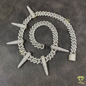 Luxury Men Hip Hop <b>Chain</b> 925 Sterling Silver <b>Iced</b> <b>Out</b> Jewelry VVS Moissanite Diamond Bling Necklace New Design - Product Image 5