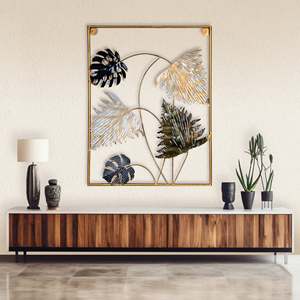 Modern Art <b>Decor</b> Metal <b>Leaf</b> <b>Wall</b> Art Laser Cut Iron Framed Flower Geometric Abstract for Home Office for Living Buyer-Hotels - Product Image 3