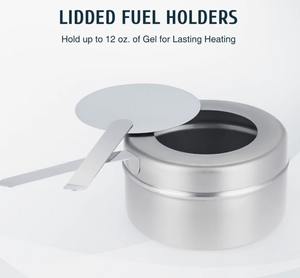 Juego de 6 recipientes redondos para buffet de acero inoxidable de 6Qt con tapa de vidrio al mejor precio. - Product Image 4