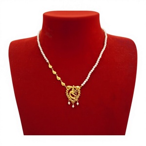 22K Solid <b>Gold</b> Peacock Pendant Necklace with White Pearl <b>String</b> Traditional Indian Style Elegant Bridal <b>Gold</b> Jewelry for Women - Product Image 1