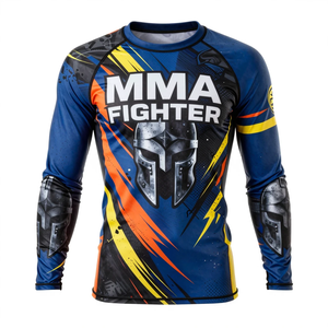 Camiseta de compresión de manga larga para hombre, diseño de luchador de MMA, sublimación, secado rápido, atlética - Product Image 4