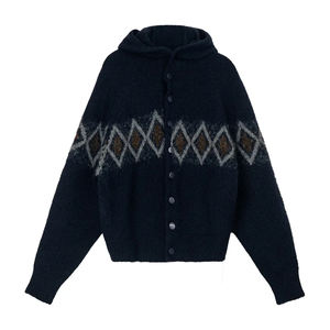 OEM Custom <b>Cardigan</b> Manufacturers Wholesale Mohair Men'S Hoodies Winter Fluzzy Zip up Sweater Oversized Knitted Hoodie - Product Image 1