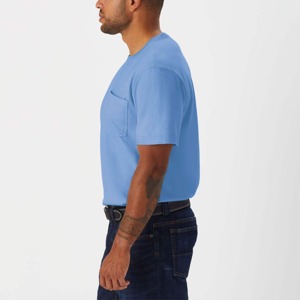 Men's Light Blue Cotton T-<b>Shirt</b> Regular Fit O-Neck Short Sleeve Casual Solid Color Jersey Knitted Plain Dyed - Product Image 2