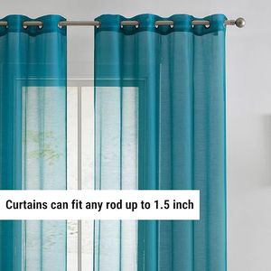 2-Piece Aqua Blue (Teal) Semi-Sheer Voile <b>Window</b> Curtain Grommet <b>Panels</b> 54\" W X 84\" L for Bedroom and Living Room - Product Image 6