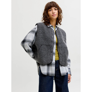 Chaleco polar de invierno para mujer con logotipo personalizado, nuevo modelo, con cremallera, informal, talla grande, sin mangas, chalecos personalizados para chicas. - Product Image 3