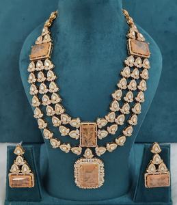 Conjunto de joyería Rani Haar de latón y moissanita de primera calidad con doblet de piedra pulida en oro, perfecto para bodas y fiestas, conjunto de lujo. - Product Image 4