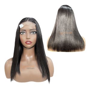 Top Quality Midium Length Natural Black <b>Wig</b> Human Hair Straight Cut Middle Part Lace Frontal <b>Wigs</b> 100% Raw Vietnamese Hair - Product Image 2